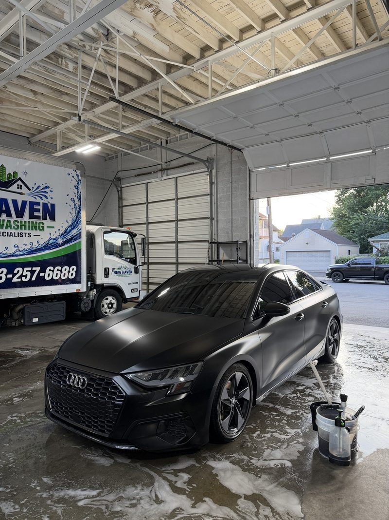 Matte black Audi RS after a wash at DetailHaus